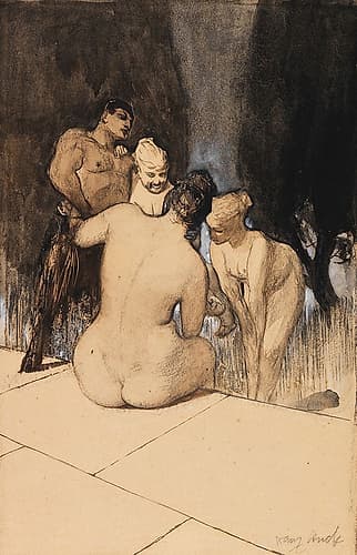 Satyr with nymphs and child 1889 Art Print