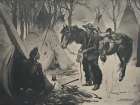On the Cattle Range, Whats the Show for a Christmas Dinner Chief 1890 Art Print