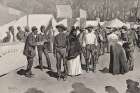 Paying the Indians for the Cherokee strip scenes around the government paymasters quarters 1896 Vintage Print