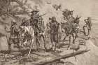 Pima Indians convoying a silver train in Mexico 1887 Art Print