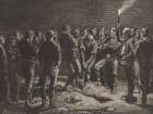 The Apache Campaign burial of Hatfields men 1886 Vintage Print