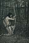 Then upon one knee, uprising, Hiawatha aimed an arrow 1891 Art Print