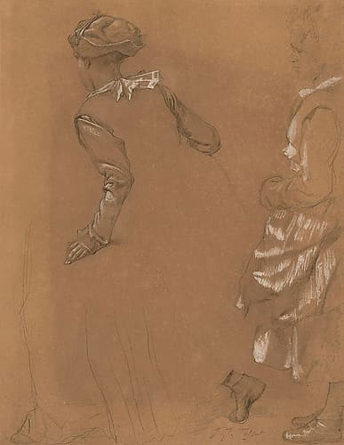 A study of two girls in North European 16th Century dress Art Print