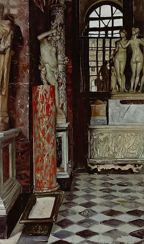 A View of a Room of Greek, Roman and Etruscan Antiquities, Salle no. 9 in the Louvre Art Print by James Tissot