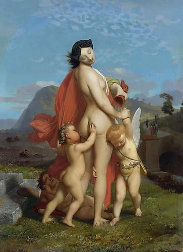 A Young Nymph Teased By Putti 1851 Art Print by Jean-Leon Gerome