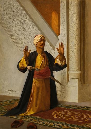 At Prayer 1858 Art Print by Jean-Leon Gerome