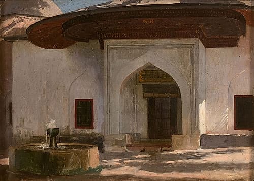 Fountain at the entrance to a monument, probably in Egypt Art Print