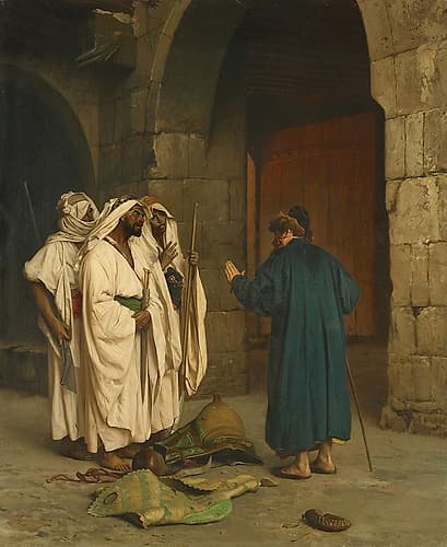 Old Jew with three Arabs Mid-century moderne reproduction