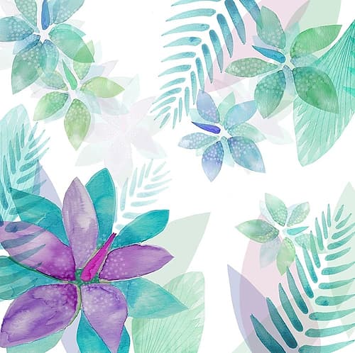 Aqua Violet Flowers Art Print