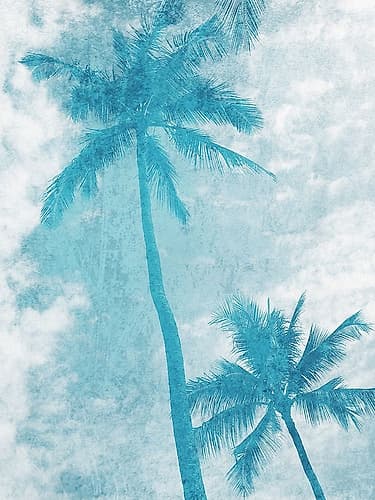 Blue Palm Trees Tropical Print