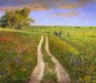 Road and Cows Kansas Art Print