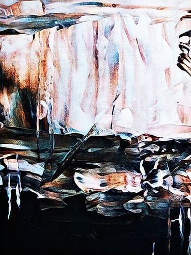 Burnt White On Black Abstract Art Print