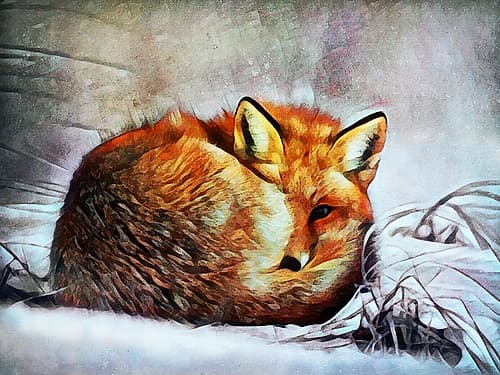 Red Fox Curl Up Art Print