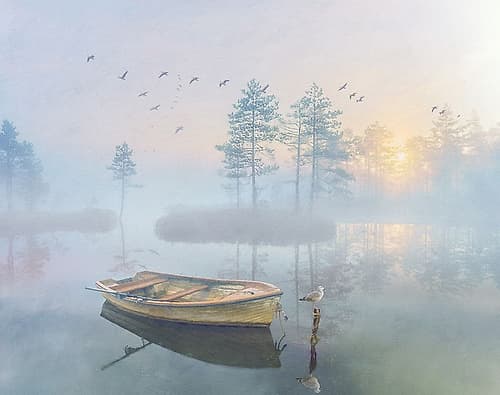 Lonely Lake Morning Landscape Print
