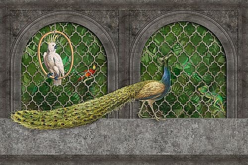 Peacocks Jungle Palace Art Print