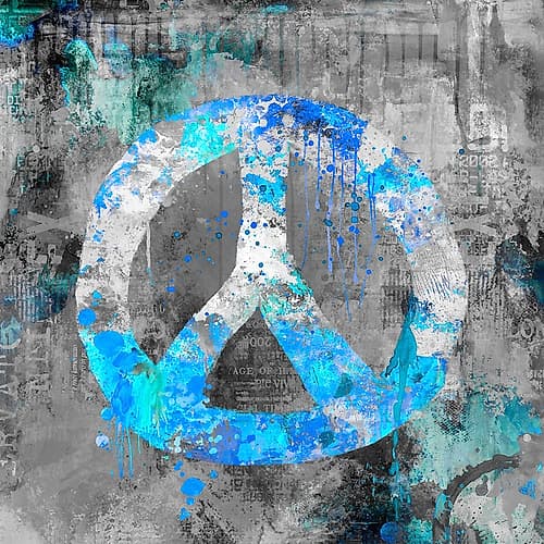 Blue Peace Signs Print