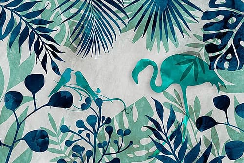 Flamingo Jungle II Art Print