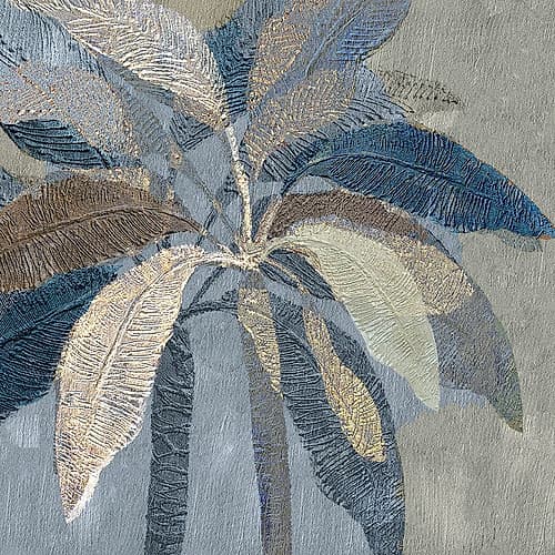 Golden Blue Palms Art Print