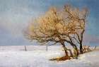 Fox and Winter Oak Art Print