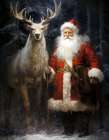 Santa And His Reindeer Art Print