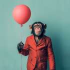 Chimp Balloon Buddy Art Print
