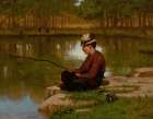 Waiting for a Bite, Central Park circa 1886 Art Print