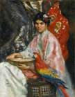 Lady With A Parrot 1875 Art Print by Julius LeBlanc Stewart