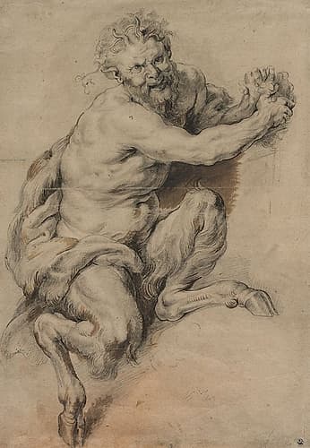 A Faun Grasping a Bunch of Grapes 1616 Renaissance Print