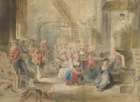 A Sermon in a Village Church 1630 Art Print
