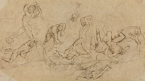 Battle of Nude Men Art Print