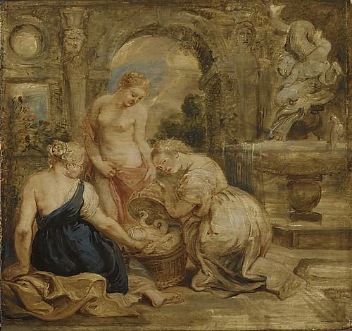Cecrops Daughters Finding Erichtonius. Sketch Classical Print