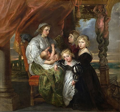 Deborah Kip, Wife of Sir Balthasar Gerbier and Her Children 1629 Art Deco Print