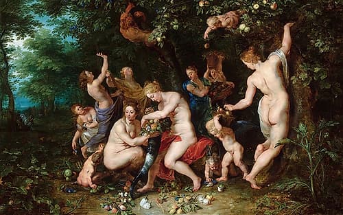 Nymphs Filling The Cornucopia 1615 Art Print