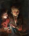 Old Woman and Boy with Candles 1616 Art Print