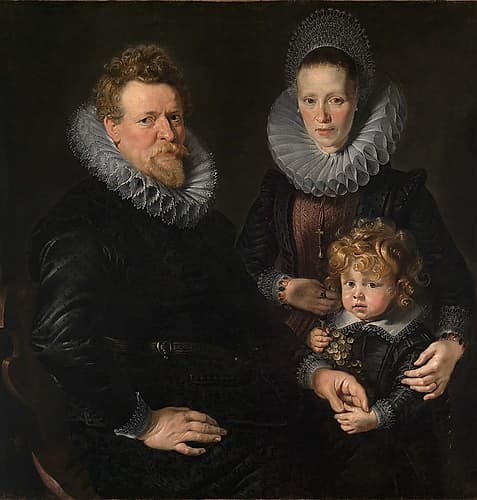 Portrait of the Brussels goldsmith Robert Staes, his wife Anna and their son Albert 1610 Doré reproduction