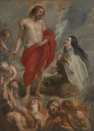 Saint Teresa of Avila Interceding for Bernardino de Mendoza in Purgatory 1630 Art Print