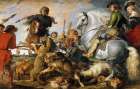 Wolf and Fox Hunt 1616 Art Print