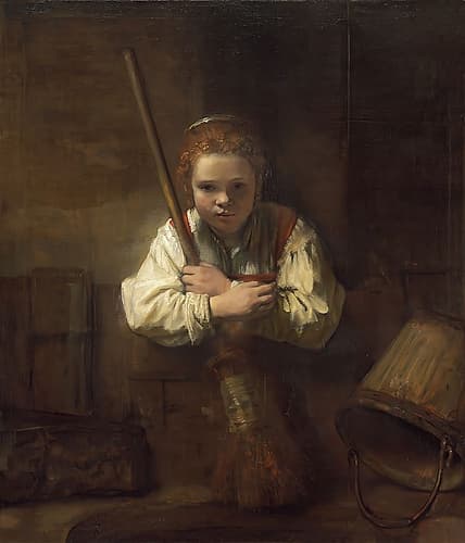 A Girl with a Broom 1646 Art Print by Rembrandt