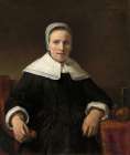 A Woman Holding a Pink 1656 Art Print