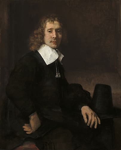A Young Man Seated at a Table possibly Govaert Flinck 1660 Art Print by Rembrandt
