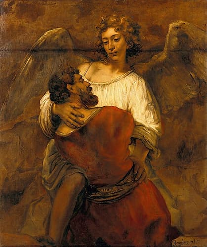 Jacob Wrestling with the Angel 1659 Art Print by Rembrandt