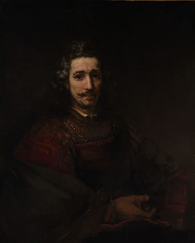 Man with a Magnifying Glass ca 1660 Art Print by Rembrandt