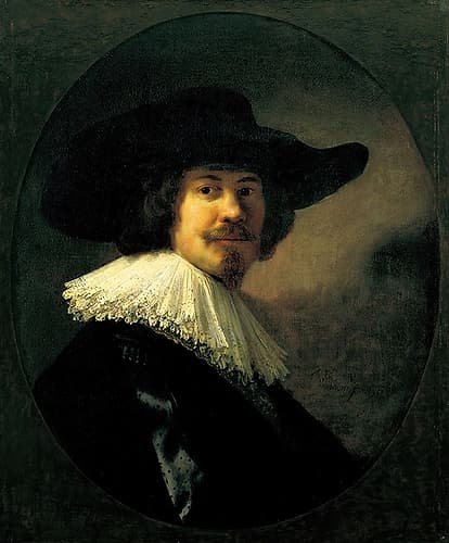 Portrait of a Man in a Broad-Brimmed Hat 1635 Art Print by Rembrandt