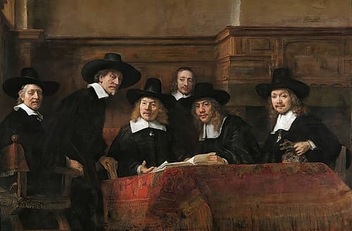 The Sampling Officials of the Drapers Guild 1662 Art Print by Rembrandt