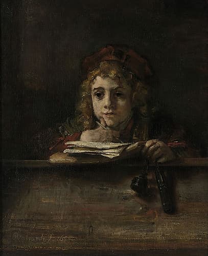 Titus at his desk 1655 Art Print by Rembrandt