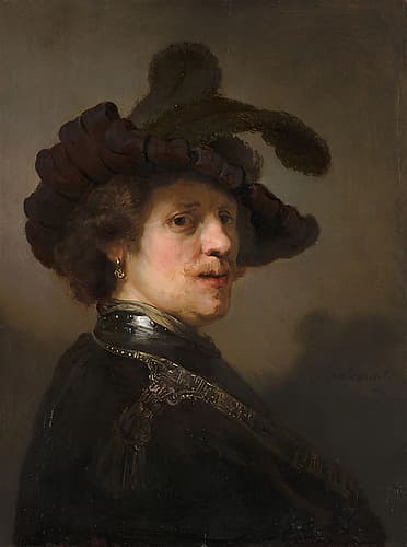 Tronie of a Man with a Feathered Beret ca 1635 Art Print by Rembrandt