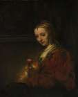Woman with a Pink ca 1660 Art Print