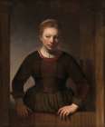 Young Woman at an Open Half-Door 1645 Art Print