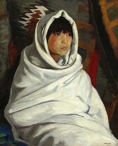 Indian Girl in White Blanket 1917 Art Print