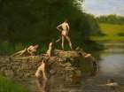 Swimming 1885 Art Print